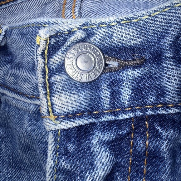 Levi 505 Jeans Mens 36x30 Blue Denim Straight Fit Distressed - Picture 9 of 10